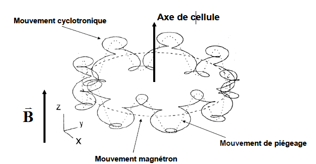 trajectoire d'un ion dans la cellule ICR